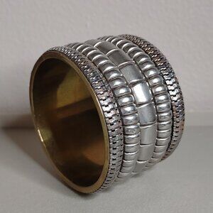 8 Inch Vintage Silver Tone Thick Bangle